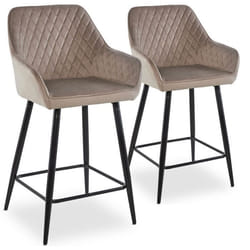 Lot de 2 chaises de bar Veronika Velours Taupe