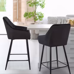 Lot de 2 chaises de bar Veronika Velours Noir