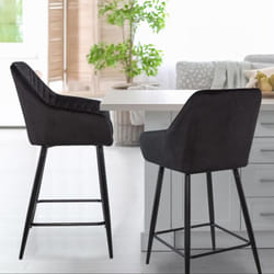 Lot de 2 chaises de bar Veronika Velours Noir