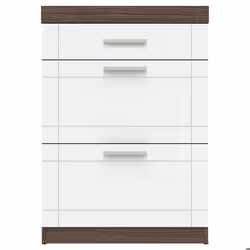 Commode 1 tiroir et 2 portes L70xH100cm Tenessil Chêne foncé et Blanc