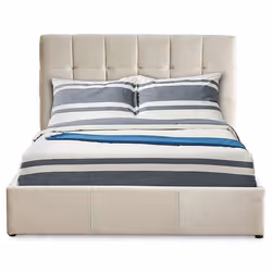 Lit double Luftani avec sommier relevable 140x190cm Velours Beige - 140 x 190 cm