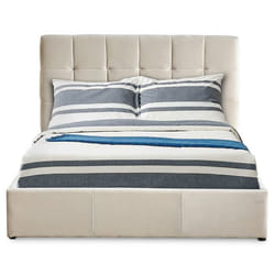 Lit double Luftani avec sommier relevable 140x190cm Velours Beige - 140 x 190 cm