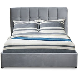 Lit double Luftani avec sommier relevable 160x200cm Velours Argent - 160 x 200 cm