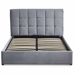Lit double Luftani avec sommier relevable 180x200cm Velours Argent - 180 x 200 cm