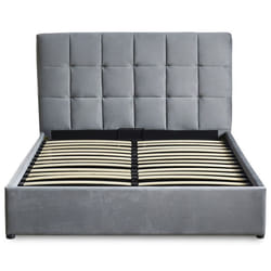 Lit double Luftani avec sommier relevable 180x200cm Velours Argent - 180 x 200 cm