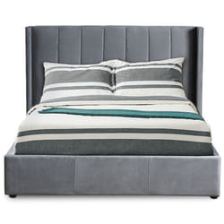 Lit double Magorial avec sommier relevable 140x190cm Velours Gris - 140 x 190 cm