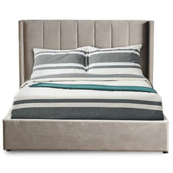 Lit double Magorial avec sommier relevable 180x200cm Velours Taupe