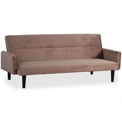 MENZZO Canapé convertible clic-clac Roberto 3 places Velours Taupe -L182 x P89 x H74 cmPosition lit : L182 x P102 x H34 cm