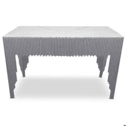 Console design Galantine Marbre Blanc pieds Argent