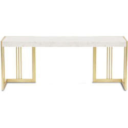 Meuble TV design 140cm Locaro Marbre Blanc et pieds Métal Or