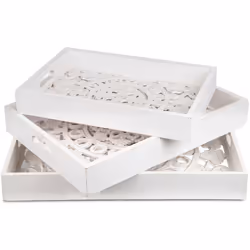 Lot de 3 plateaux style oriental avec moulures Kalmiac blanc