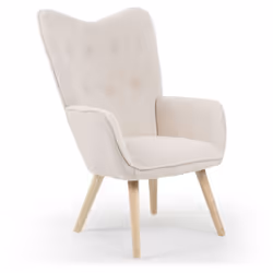 Fauteuil scandinave Klarys Tissu bouclette lainée Crème
