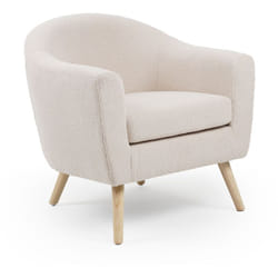 Fauteuil scandinave Savoy Tissu bouclette lainée Crème