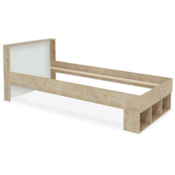 Menzzo - Cadre de lit simple Mitogo pour sommier 90x200cm avec 3 casiers de rangement Chêne clair