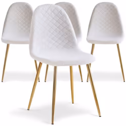 Lot de 4 chaises matelassées Norway Tissu bouclette Blanc