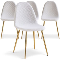 Lot de 4 chaises matelassées Norway Tissu bouclette Blanc
