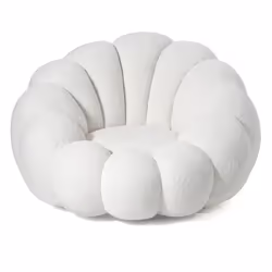 Fauteuil design coquillage Arielina Tissu bouclette Blanc
