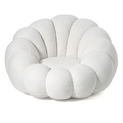 Fauteuil design coquillage Arielina Tissu bouclette Blanc