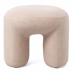 Pouf tendance Armania L46cm Tissu bouclette Beige