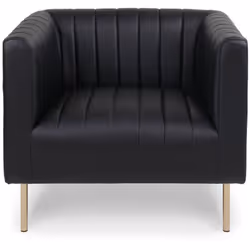 Fauteuil moderne à coutures verticales Sacramento Simili Noir