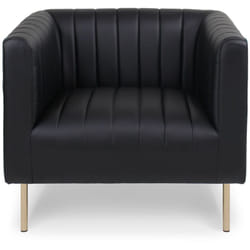 Fauteuil moderne à coutures verticales Sacramento Simili Noir