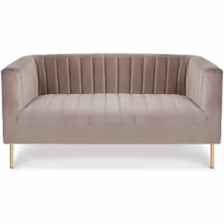 Canapé moderne 2 places à coutures verticales Sacramento Velours Taupe