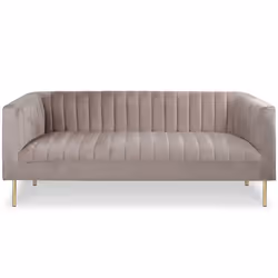 Canapé moderne 3 places à coutures verticales Sacramento Velours Taupe