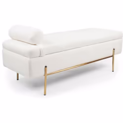 Menzzo - Banquette-coffre moderne Hepburn L140cm Tissu bouclette Blanc