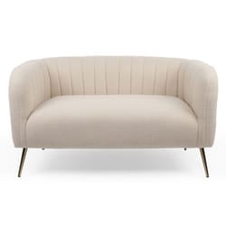 Canapé 2 places moderne Bombaro pieds métal doré et Tissu bouclette Beige