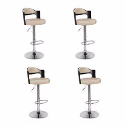 Lot de 4 Chaises de Bar Wilson 90-110cm Noir & Beige