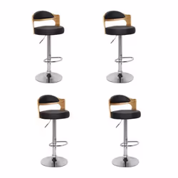 Lot de 4 Chaises de Bar Wilson 90-110cm Noir & Chêne Clair