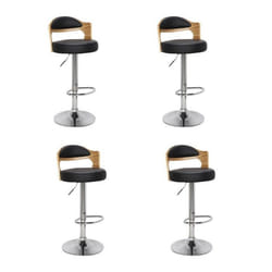 Lot de 4 Chaises de Bar Wilson 90-110cm Noir & Chêne Clair