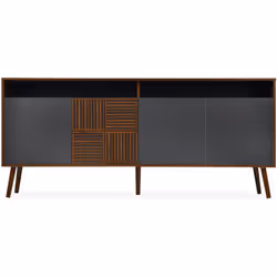 Buffet moderne avec portes battantes Jarvis Bois foncé et Gris