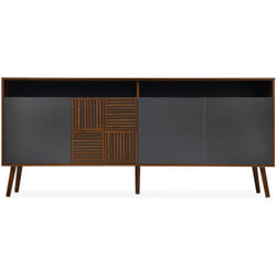 Buffet moderne avec portes battantes Jarvis Bois foncé et Gris