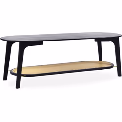 Table basse moderne Yokori en cannage et Bambou Noir