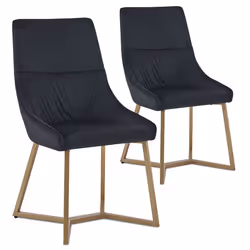 Lot de 2 chaises Matelassées en Velours Elba 88cm Noir