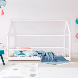 Lit cabane pour enfant Revanou 90x190cm Bois Blanc