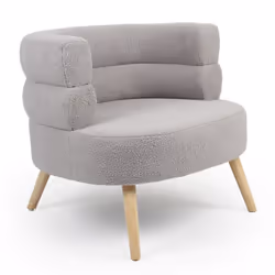 Fauteuil design scandinave arrondi Riviani Tissu bouclette Gris