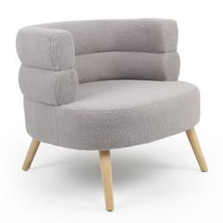 Fauteuil design scandinave arrondi Riviani Tissu bouclette Gris