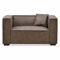 Fauteuil large Macao Tissu effet peau Vintage Marron