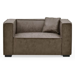 Fauteuil large Macao Tissu effet peau Vintage Marron