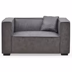 Fauteuil large Macao Tissu effet peau Vintage Gris