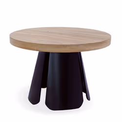 Table ronde extensible Henriette Chêne Clair pieds Noir
