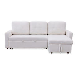 Canapé d'angle convertible Toledo Tissu Bouclette Crème
