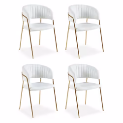 Lot de 4 chaises Tabata Tissu Bouclette Crème