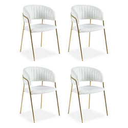 Lot de 4 chaises Tabata Tissu Bouclette Crème