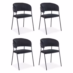 Lot de 4 chaises Tabata Métal Noir et Velours Noir