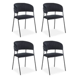 Lot de 4 chaises Tabata Métal Noir et Velours Noir