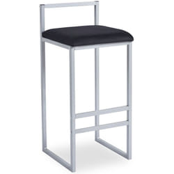 Tabouret de bar en métal Drakkar Argent et Velours Noir