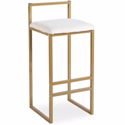 Tabouret de bar en métal Drakkar Or et Velours Crème